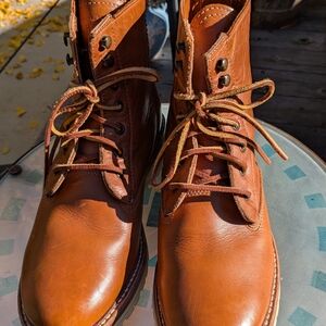 Cole Haan Tan Leather Lace-Up Boots Made In Maine Sz 10